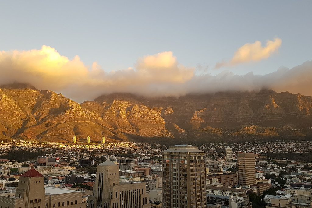 Table Mountain rising above Cape Town's City Bowl