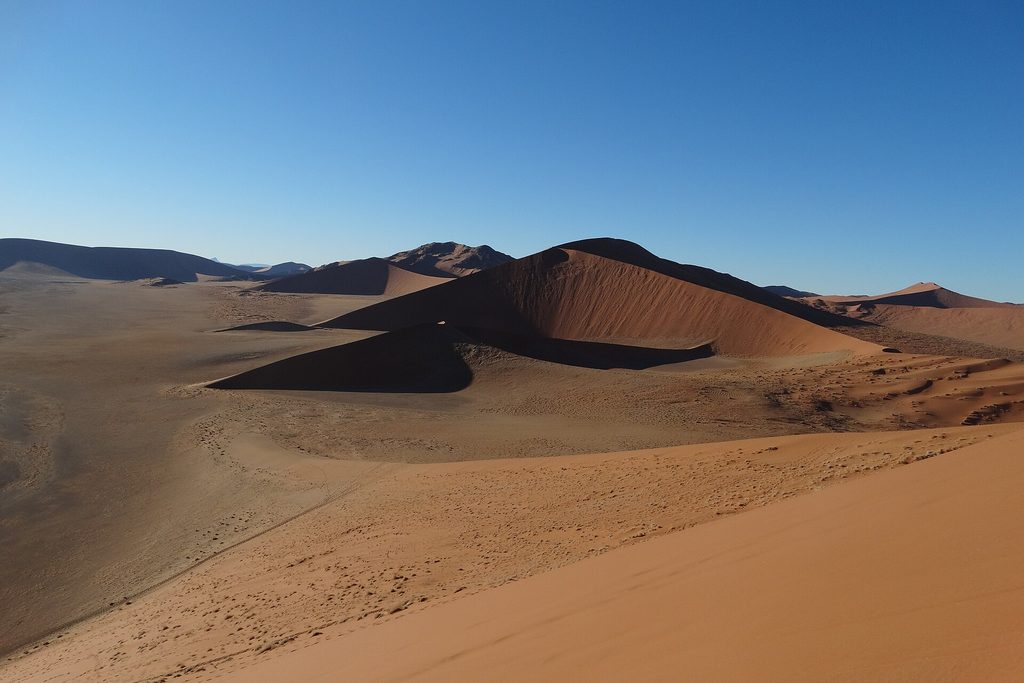 Red dunes of the Namib desert at dawn