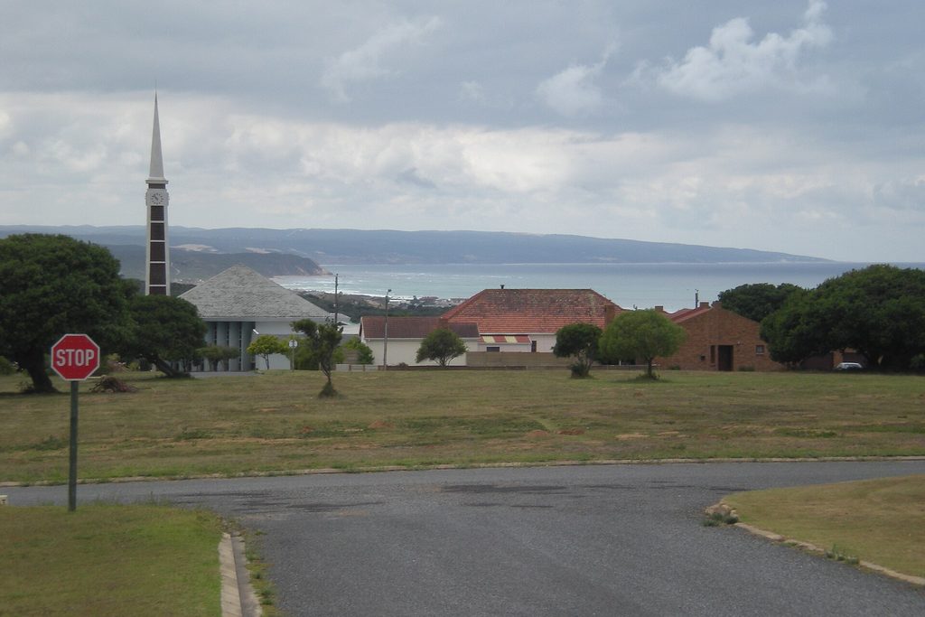 The calm beach and coastline at Still Bay (Stilbaai), South Africa