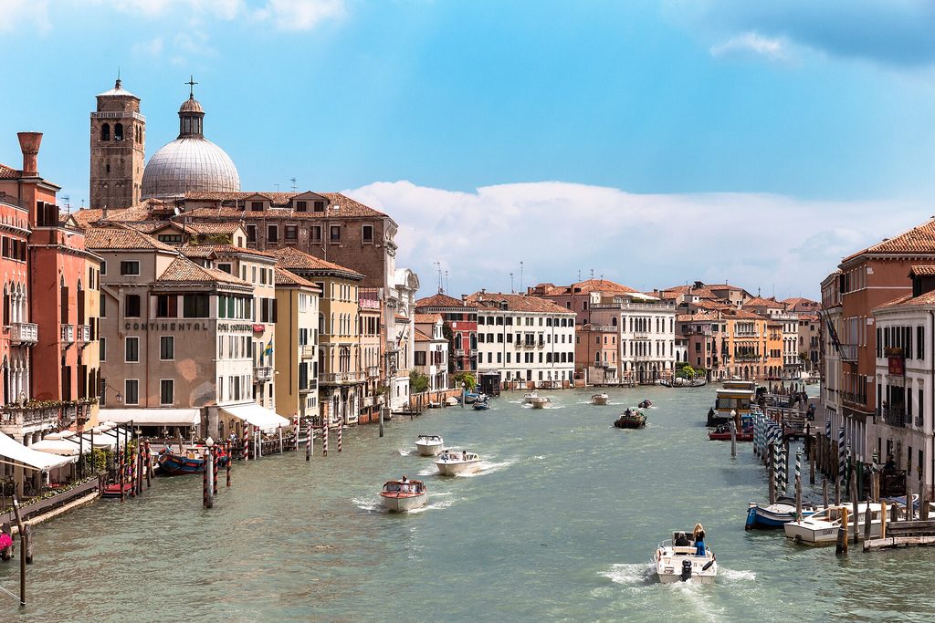 Boats on the Grand Canal in Venice, Italy