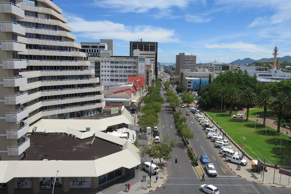 Windhoek, the capital of Namibia, set among the central highland hills